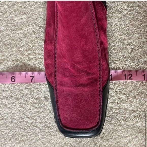 K Shoes Deep Red Suede Square Toe Ankle Boots Booties UK6 - Picture 11 of 13